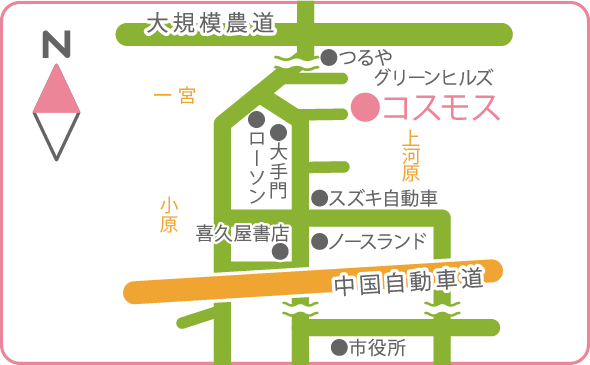 コスモスの所在地を表示した地図