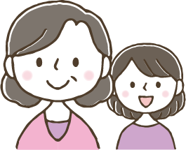 おばあさんと若い女性のイラスト
